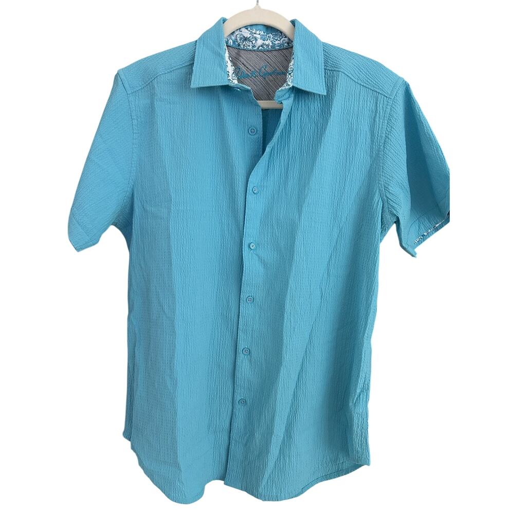 Robert Graham Thresher Seersucker Shirt Mens S Cotton Short Sleeve Classic Fit